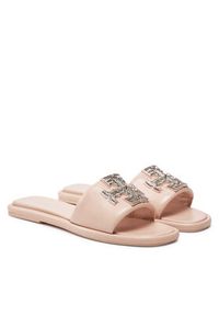 Tory Burch Klapki Double T Deco Sport Slide 158768 Różowy. Kolor: różowy. Materiał: skóra. Styl: sportowy #5