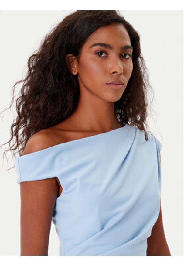 Rinascimento Sukienka koktajlowa CFC0125334003 Błękitny Slim Fit. Kolor: niebieski. Materiał: syntetyk. Styl: wizytowy