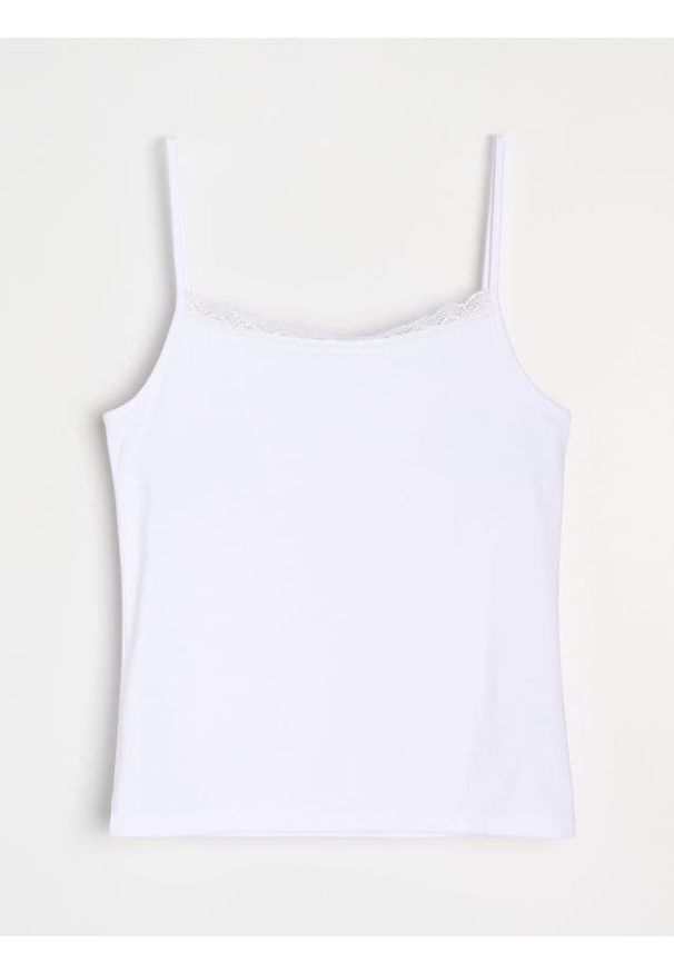 Sinsay - Bawełniany top - biały. Kolor: biały. Materiał: bawełna
