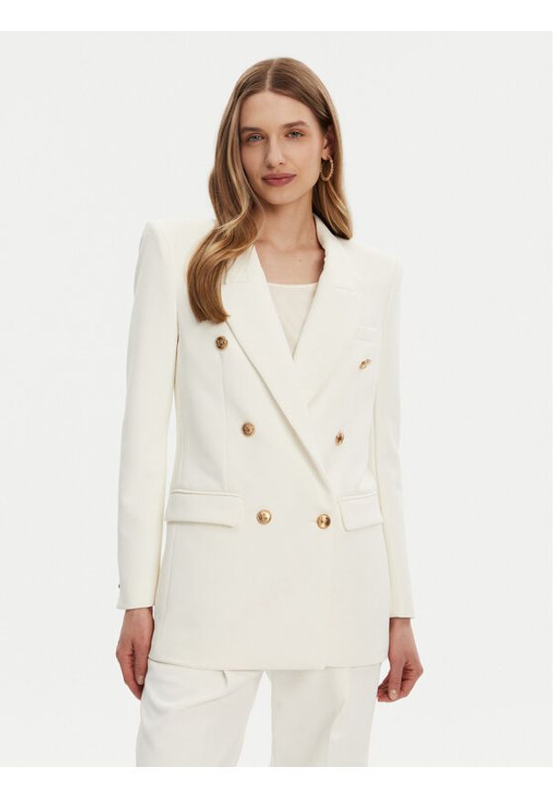 Elisabetta Franchi Marynarka GI-147-51E2 -V700 Biały Regular Fit. Kolor: biały. Materiał: syntetyk