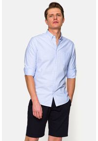 Lancerto - Koszula Błękitna Sylvia. Typ kołnierza: button down. Kolor: niebieski. Materiał: jeans, bawełna, tkanina. Wzór: ze splotem. Styl: sportowy #1