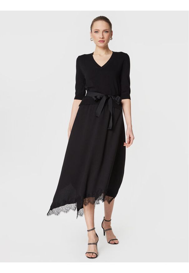 TwinSet - TWINSET Sukienka dzianinowa 231TP3251 Czarny Regular Fit. Kolor: czarny. Materiał: dzianina, syntetyk