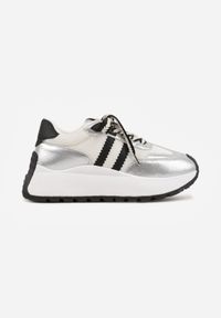 Born2be - Srebrne Sneakersy VICES w Stylu Streetwearowym na Grubej Podeszwie Ilinatea. Okazja: na co dzień. Kolor: srebrny. Materiał: jeans #8