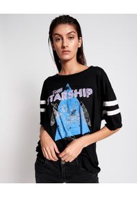 ONETEASPOON - Czarna koszulka Starship. Kolor: czarny. Materiał: bawełna. Wzór: nadruk. Sezon: lato. Styl: sportowy