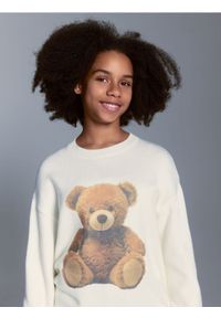 Reserved - Sweter z misiem - złamana biel. Materiał: dzianina #1