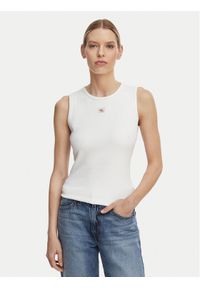Calvin Klein Jeans Top LV047F246G Biały Slim Fit. Kolor: biały. Materiał: bawełna #1