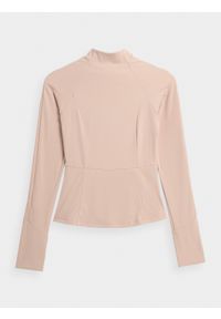 4f - Bluza treningowa rozpinana bez kaptura damska 4F x AL. Typ kołnierza: bez kaptura. Kolor: beżowy. Materiał: dzianina #2