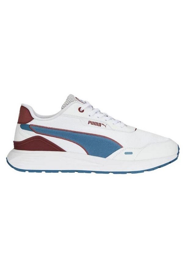 Puma - Męskie Skórzane Buty Sportowe Runtamed Plus. Kolor: niebieski, wielokolorowy, biały. Materiał: skóra. Sport: turystyka piesza