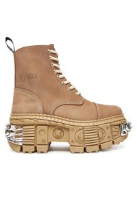 Botki NEW ROCK. Kolor: brązowy. Styl: rockowy