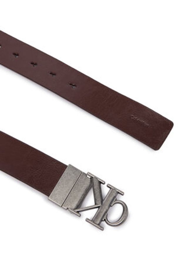 Calvin Klein Pasek Ck Buckle Tumbled 35Mm Adj/Rev LV04D7049G Brązowy. Kolor: brązowy. Materiał: skóra