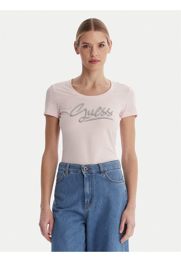 Guess T-Shirt W6RI24 J1314 Różowy Regular Fit. Kolor: różowy. Materiał: bawełna