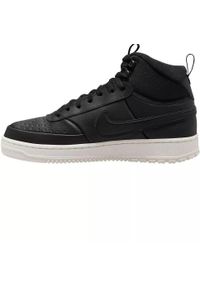 Buty do chodzenia męskie Nike Court Vision Mid. Wysokość cholewki: za kostkę. Zapięcie: sznurówki. Kolor: wielokolorowy, czarny. Materiał: tkanina, materiał, skóra, syntetyk. Szerokość cholewki: normalna. Model: Nike Court. Sport: turystyka piesza