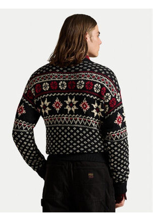 Polo Ralph Lauren Sweter 710982258001 Czarny Regular Fit. Typ kołnierza: polo. Kolor: czarny. Materiał: bawełna