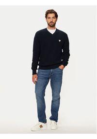 Guess Sweter M4BR33 Z3HM1 Granatowy Regular Fit. Kolor: niebieski. Materiał: bawełna