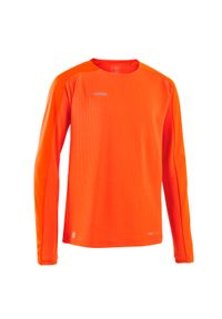 KIPSTA - Koszulka piłkarska z długim rękawem dla dzieci Kipsta Viralto Club. Kolor: pomarańczowy. Materiał: materiał. Długość rękawa: długi rękaw. Długość: długie. Sport: piłka nożna #1