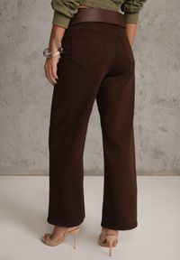 Renee - Ciemnobrązowe Szerokie Jeansy High Waist z Bawełny Physossia. Stan: podwyższony. Kolor: brązowy. Długość: długie. Styl: klasyczny #4