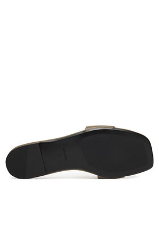Calvin Klein Klapki Square Flat Sandal Emblem HW0HW03128 Beżowy. Kolor: beżowy. Materiał: skóra