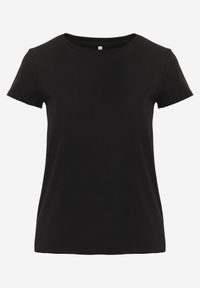 Born2be - Czarny Basicowy T-shirt Acatine. Okazja: na co dzień. Kolor: czarny. Materiał: dzianina. Styl: casual #3
