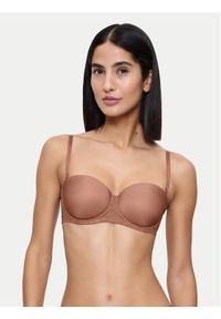 Triumph Biustonosz bardotka Signature Sheer 10224861 Brązowy. Kolor: brązowy. Materiał: syntetyk #1