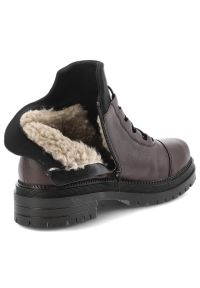 Bordowe Botki Rieker Ocieplane Buty Damskie. Okazja: na spacer, na co dzień. Kolor: czerwony. Materiał: skóra ekologiczna. Styl: casual #9