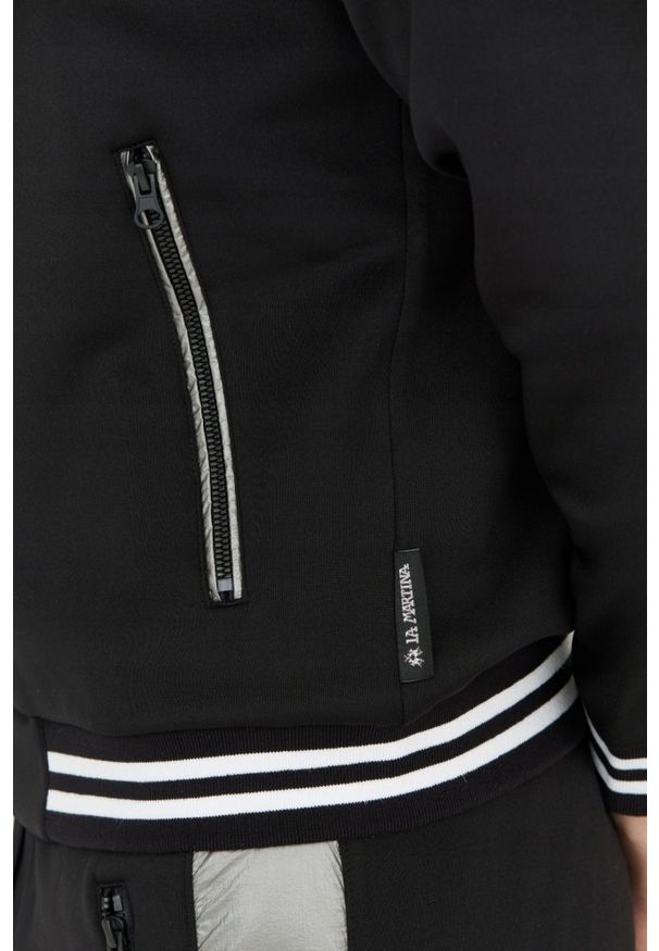 La Martina - LA MARTINA Czarna bluza męska na suwak, Rozmiar XL. Kolor: czarny