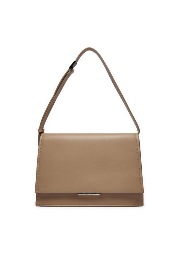 Calvin Klein Torebka Ck Linear Shoulder Bag K60K612158 Beżowy. Kolor: beżowy. Materiał: skórzane