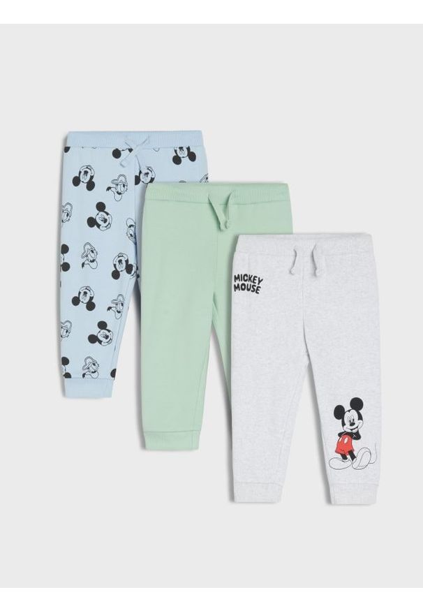 Sinsay - Spodnie 3 pack Mickey Mouse - niebieski. Kolor: niebieski. Wzór: motyw z bajki