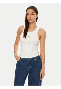 Calvin Klein Jeans Top J20J224762 Biały Slim Fit. Kolor: biały. Materiał: bawełna