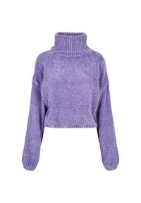 Bluza damska z golfem Urban Classics chenille. Typ kołnierza: golf. Kolor: niebieski. Sport: golf #1