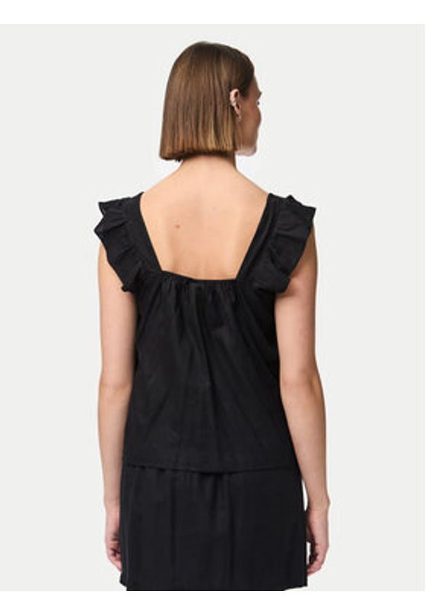 Pieces Bluzka Pia 17154740 Czarny Regular Fit. Kolor: czarny. Materiał: wiskoza, len