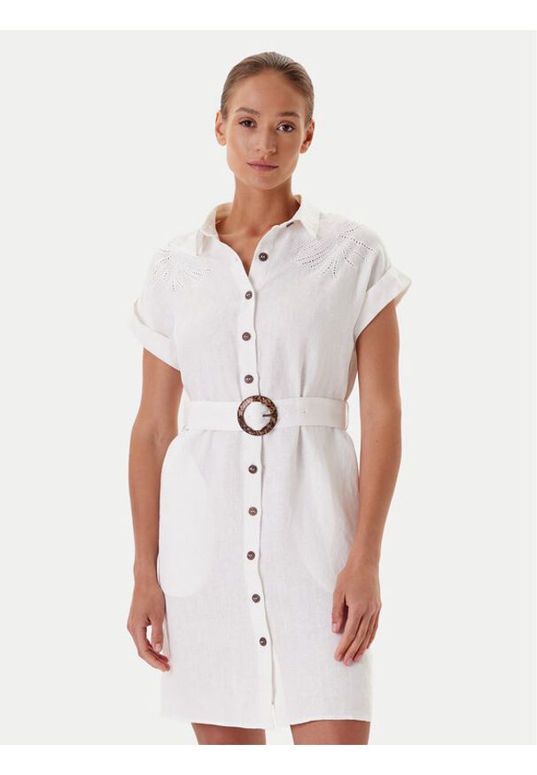Tatuum Sukienka koszulowa Salima T2509.207 Biały Regular Fit. Kolor: biały. Materiał: len. Typ sukienki: koszulowe
