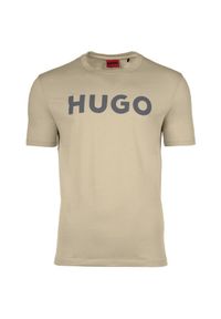 Hugo - HUGO T-Shirt Dulivio 50467556 Beżowy Regular Fit. Kolor: beżowy. Materiał: bawełna