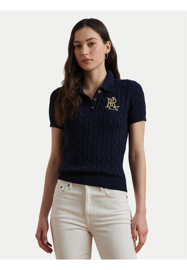 Lauren Ralph Lauren - LAUREN RALPH LAUREN Polo 200932224002 Granatowy Slim Fit. Typ kołnierza: polo. Kolor: niebieski. Materiał: bawełna