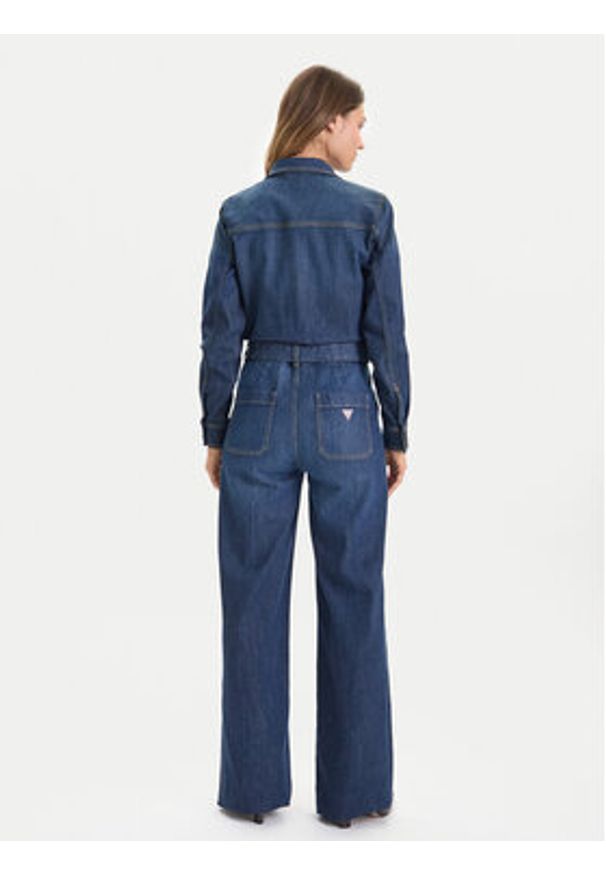Guess Jeans Kombinezon W5BD97 D0026 Granatowy Wide Leg. Kolor: niebieski. Materiał: bawełna