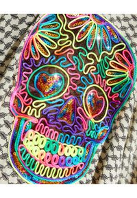MYSTIQUE BEACH - Tunika midi Desert z haftowaną czaszką. Kolor: czarny. Materiał: tkanina. Wzór: haft