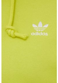 adidas Originals bluza HC7532 damska kolor żółty z kapturem z aplikacją. Typ kołnierza: kaptur. Kolor: żółty. Materiał: bawełna, materiał. Długość rękawa: długi rękaw. Długość: długie. Wzór: aplikacja #3