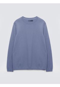 Big-Star - Sweter męski bawełniany niebieski Simoner 402. Okazja: na co dzień, do pracy. Kolor: niebieski. Materiał: bawełna. Długość rękawa: długi rękaw. Długość: długie. Wzór: gładki, aplikacja, ze splotem. Sezon: zima, jesień. Styl: casual, elegancki, klasyczny #6