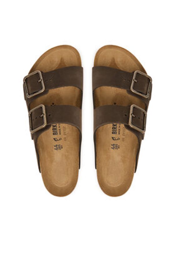 Birkenstock Klapki Arizona Wire Buckle 1032761 Beżowy ciemny. Kolor: beżowy. Materiał: nubuk, skóra
