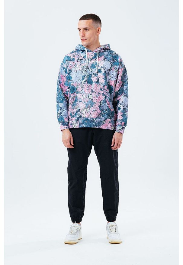 Hype Bluza męska z kapturem wzorzysta. Typ kołnierza: kaptur. Materiał: dzianina. Styl: rockowy