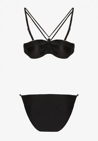 Born2be - Czarne Bikini Biustonosz z Ozdobnymi Paskami i Figi Fadeleine. Kolor: czarny #6