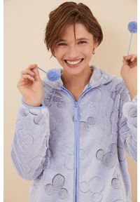 Women Secret - women'secret szlafrok Mickey Mouse kolor niebieski 4416253. Typ kołnierza: kaptur. Kolor: niebieski. Materiał: materiał. Wzór: motyw z bajki #2