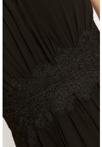 Vila - Sukienka. Kolor: czarny. Materiał: tkanina, koronka. Typ sukienki: rozkloszowane