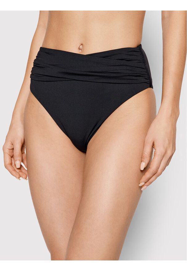 Seafolly Dół od bikini Wrap Front 40643-942 Czarny. Kolor: czarny. Materiał: syntetyk