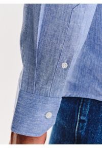 Pako Lorente - PAKO LORENTE - Niebieska koszula męska melanż. Kolor: niebieski. Materiał: poliester, bawełna. Długość rękawa: długi rękaw. Długość: długie. Wzór: melanż. Sezon: jesień #5