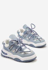 Born2be - Niebieskie Sneakersy na Grubej Podeszwie z Kolorowymi i Metalicznymi Wstawkami Ecastia. Kolor: niebieski. Wzór: kolorowy