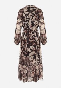 Born2be - Czarna Rozkloszowana Sukienka z Wiązanym Paskiem i Metaliczną Nicią Nalirina. Okazja: na co dzień. Typ kołnierza: dekolt w kształcie V. Kolor: czarny. Materiał: elastan, wiskoza. Wzór: aplikacja. Typ sukienki: rozkloszowane, proste. Styl: klasyczny, casual, elegancki #3