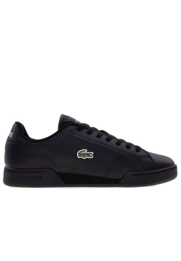 Buty męskie Lacoste Carnaby Cup 125 2 SMA 749SMA0035-02H - czarne. Okazja: na co dzień. Zapięcie: sznurówki. Kolor: czarny. Materiał: skóra, guma. Szerokość cholewki: normalna. Wzór: aplikacja