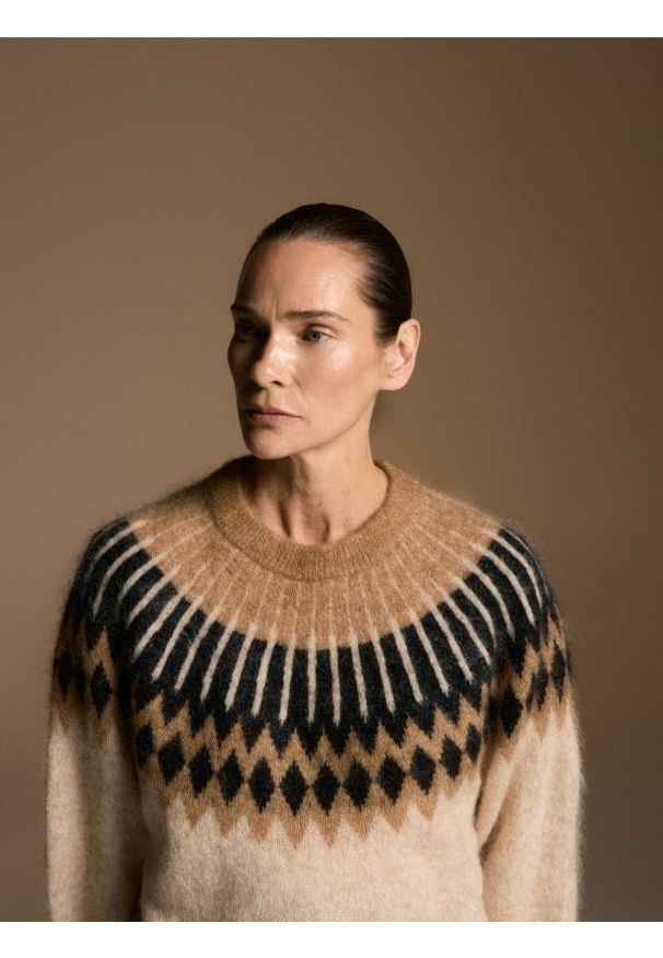 Reserved - Sweter z moherem i wełną - wielobarwny. Materiał: moher, wełna