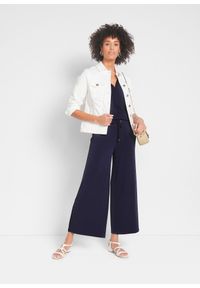 bonprix - Spodnie z dżerseju z wygodnym paskiem. Kolor: niebieski. Materiał: jersey. Styl: elegancki