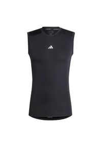 Adidas - Koszulka TECHFIT Compression Training Sleeveless. Kolor: czarny. Materiał: materiał. Długość rękawa: bez rękawów. Technologia: Techfit (Adidas)